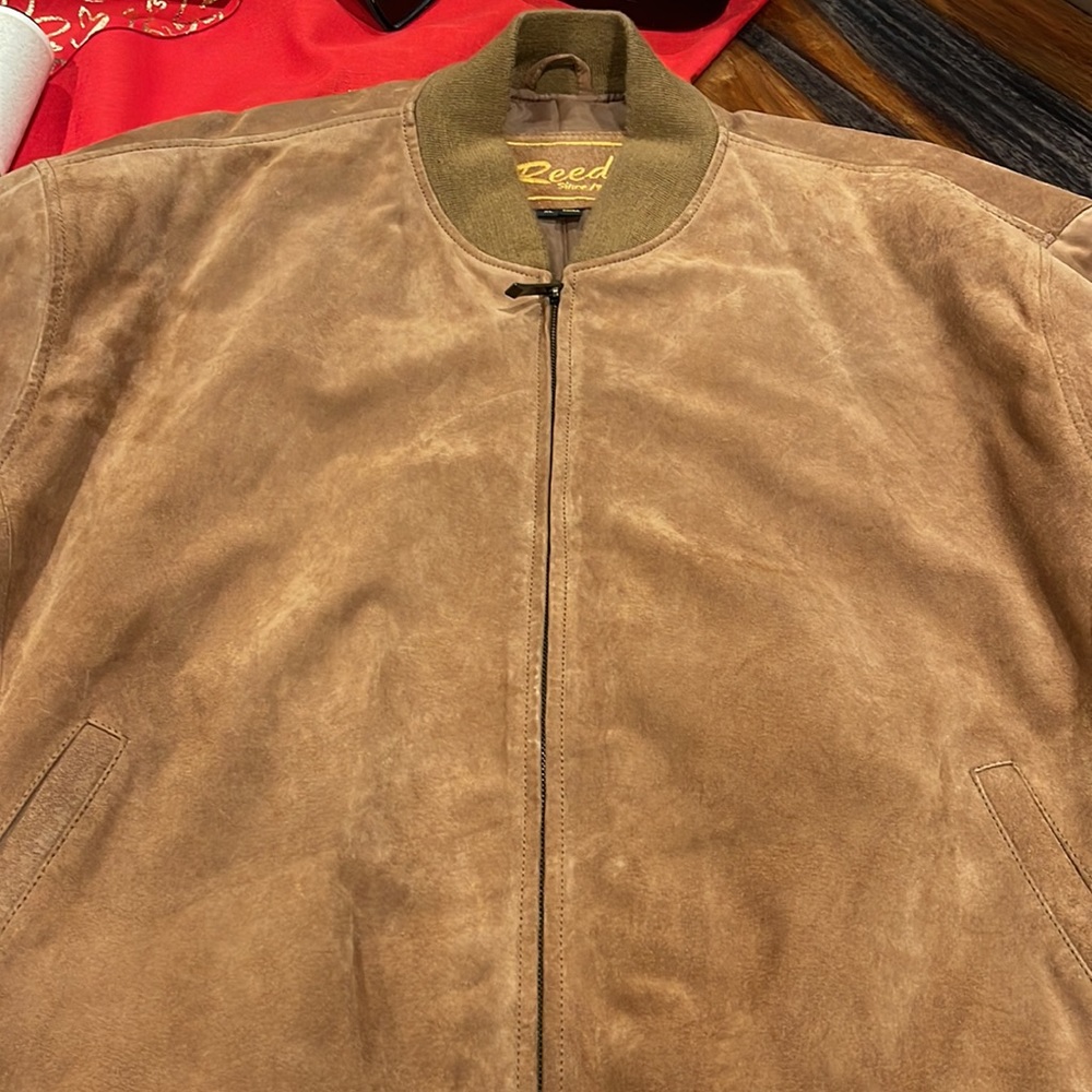 REED 100% Leather Shell Tan Mens Bombay Style Jacket. EUC
